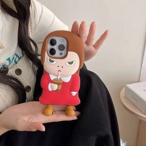 iPhone 16 Pro Max Case,Sassy Girl with Drink 3D Silicone Case,Funny & Protective